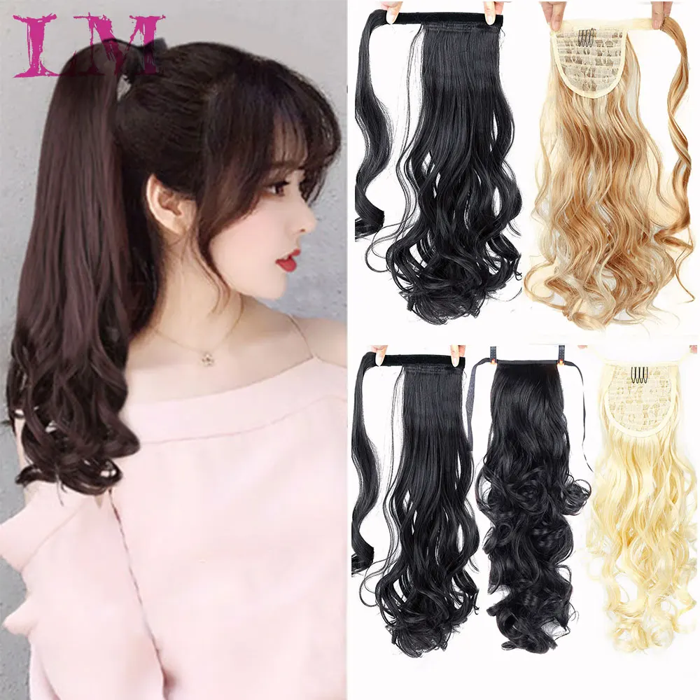 

LM inch Silky Straight Synthetic Clip in Drawstring Ponytail Hairpieces for Women Hair Extension Fiber Winding Ponytail Hair