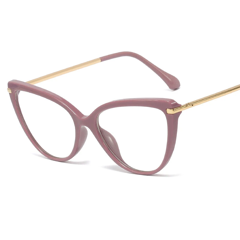 Fashion Flat Mirror Optical Glasses Female Metal Luxury Brand Designer Spectacles Transparent Cat Eye Glasses Frame Male Myopia