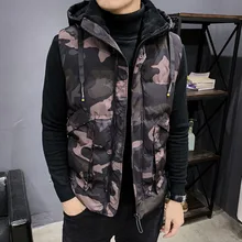 New Autumn Winter Vests Men High Quality Hooded Warm Sleeveless Jackets Camouflage Waistcoat Men's Vest Fashion Casual Coats Big