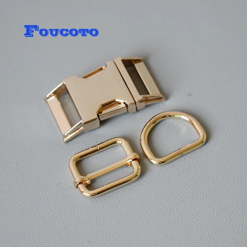 100 sets metal buckle D rings adjuster 25mm webbing for paracord dog collar bag belt buckles DIY sewing accessories good quality