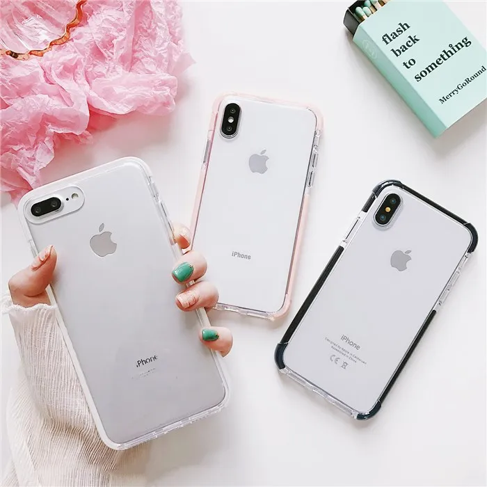 Роскошный прозрачный розовый чехол бампер для телефона Iphone 11 Pro Max Xr Xs 6s 7 8 Plus