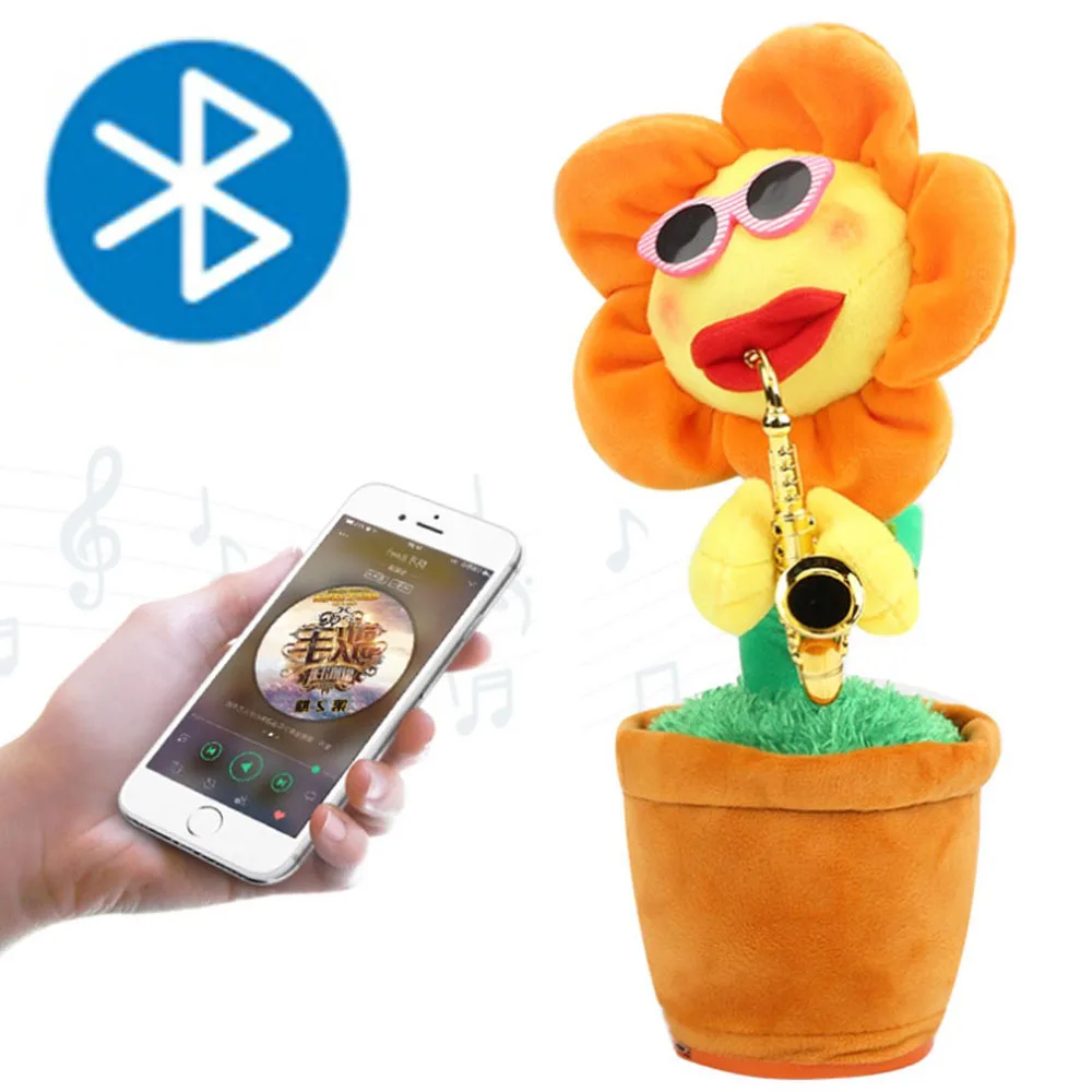 Electric Sunflower Stuffed Plush Doll 72 songs Bluetooth USB Saxophone Dancing Singing Toys Toy for Kid | Игрушки и хобби