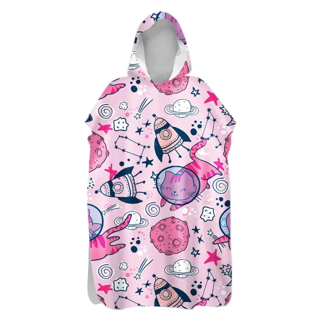 2021 Microfiber Sunscreen Quick-Drying Cartoon Cat Beach Towel Warm Change Bathrobe Swimsuit Ultralight Travel Cloak Surf Poncho 16