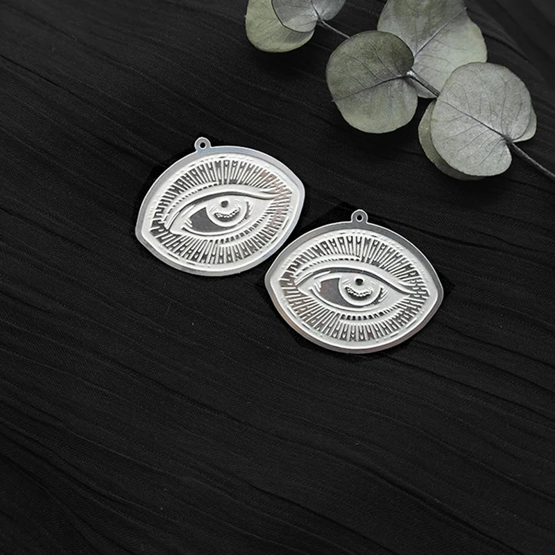 

Stainless Steel Jewelry Findings Components Necklace Pendant Laser Cut Etched Details Eyelash Eyes Charm For Making Earrings