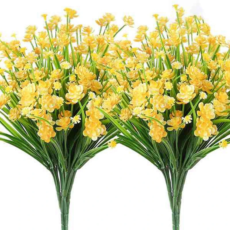 Artificial Flowers 20 Bunches Plastic Green Plants For Outdoor Garden Decoration