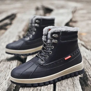

Men's Boots Autumn Lace-up Comfy Warm Men Shoes 2019 New Classic Outdoor Leather Casual Boots Fashion Men Plush Basic Boots