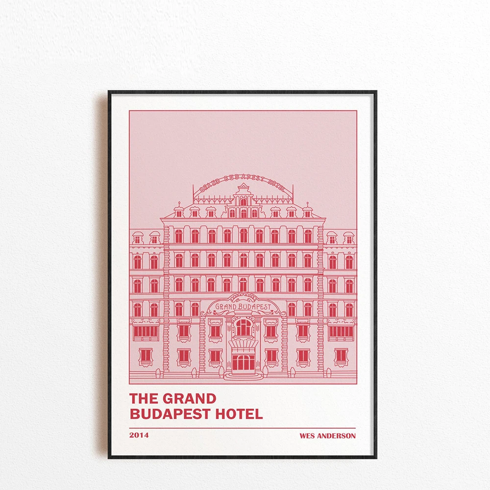 The Grand Budapest Hotel Wall Art Pink Vintage Retro Print Minimalist