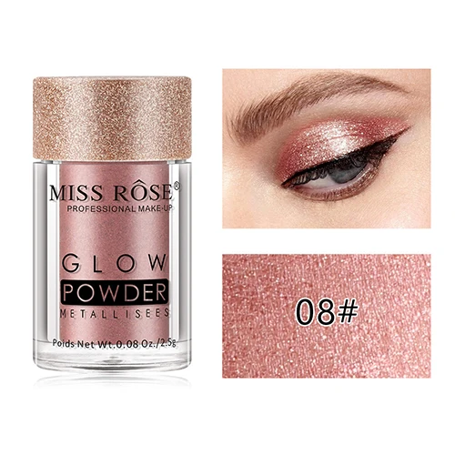 MISS ROSE Shimmer Свободные Тени для век Пудра Макияж Пигмент Водонепроницаемый Блеск Тени для век 3D телесный металлик глаза Пудра Косметика - Цвет: 8