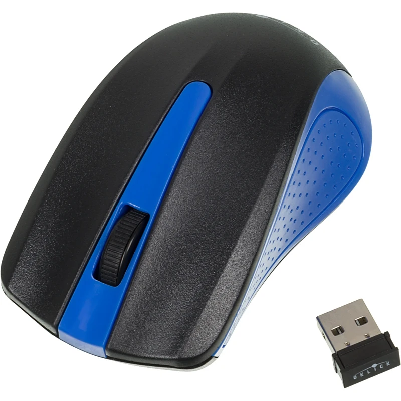 Мышь Oklick 485MW черный/синий оптическая(1200dpi) беспроводная USB(2but