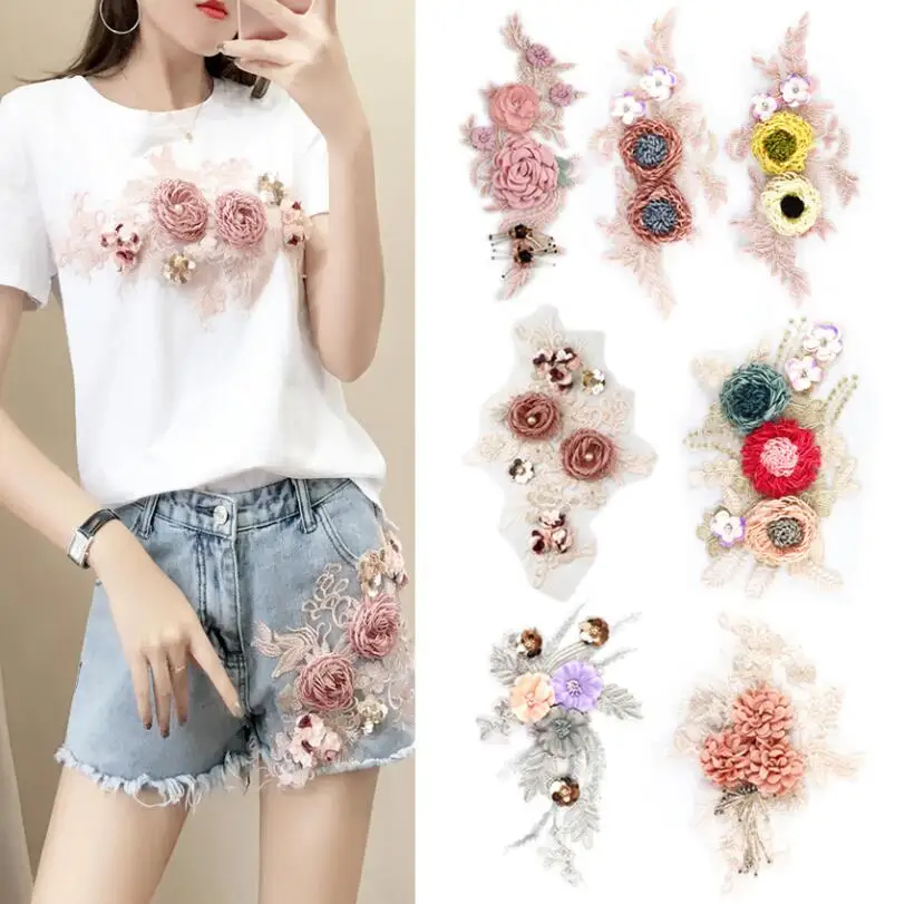 

1Pc Colorful Rose Applique Flowers Patch Embroidered Sew on Clothes Bags Handmade DIY Craft Ornament Fabric Scrapbooking ZM80