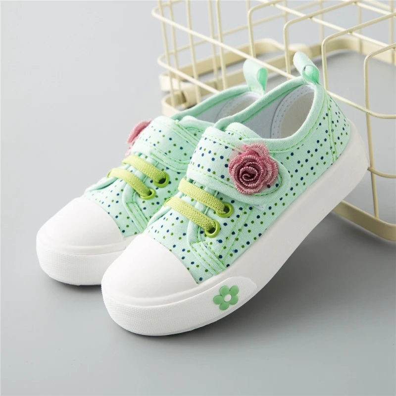 Kids Girls Canvas Sneaker Breathe New Arrival Flower Kids Shoes Causal Sewing Student Sport Shoes Flat Children's Footwear Shoes