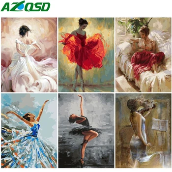

AZQSD Painting By Numbers Dance Girl Hand Paint Kit Canvas Color By Number Portrait Diy Oil Painting Wall Art Home Decor Gift