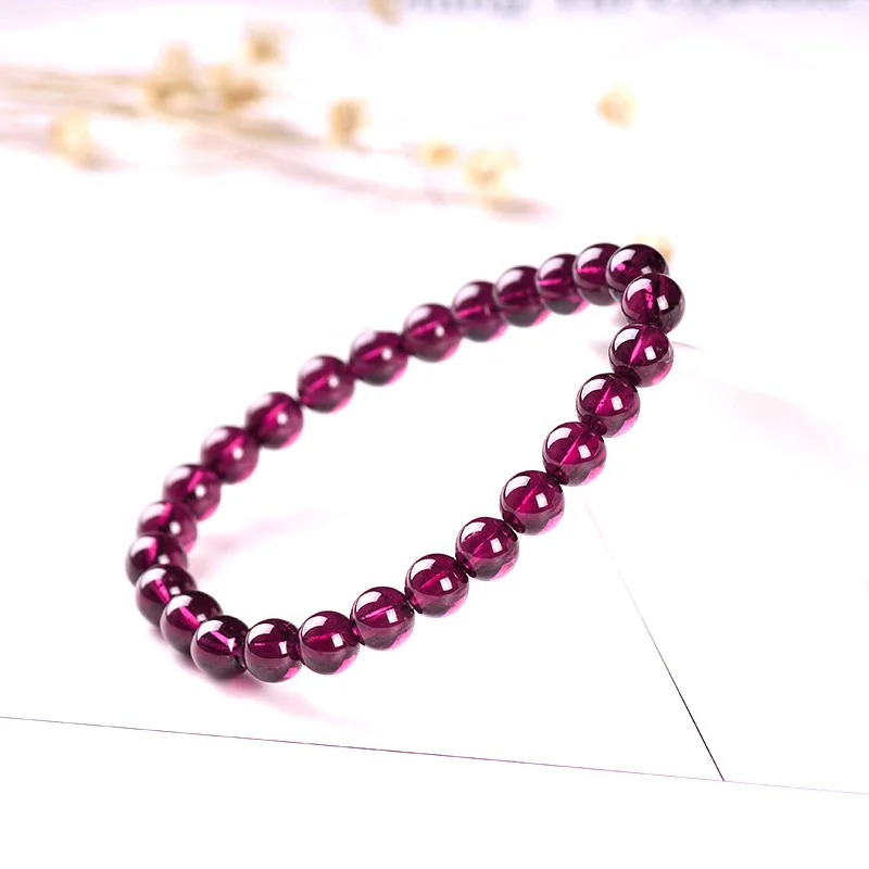 

Di kai Natural Brazil Purple Teeth Black Garnet Bracelets Import Purple Teeth Black Single Loop Bracelet