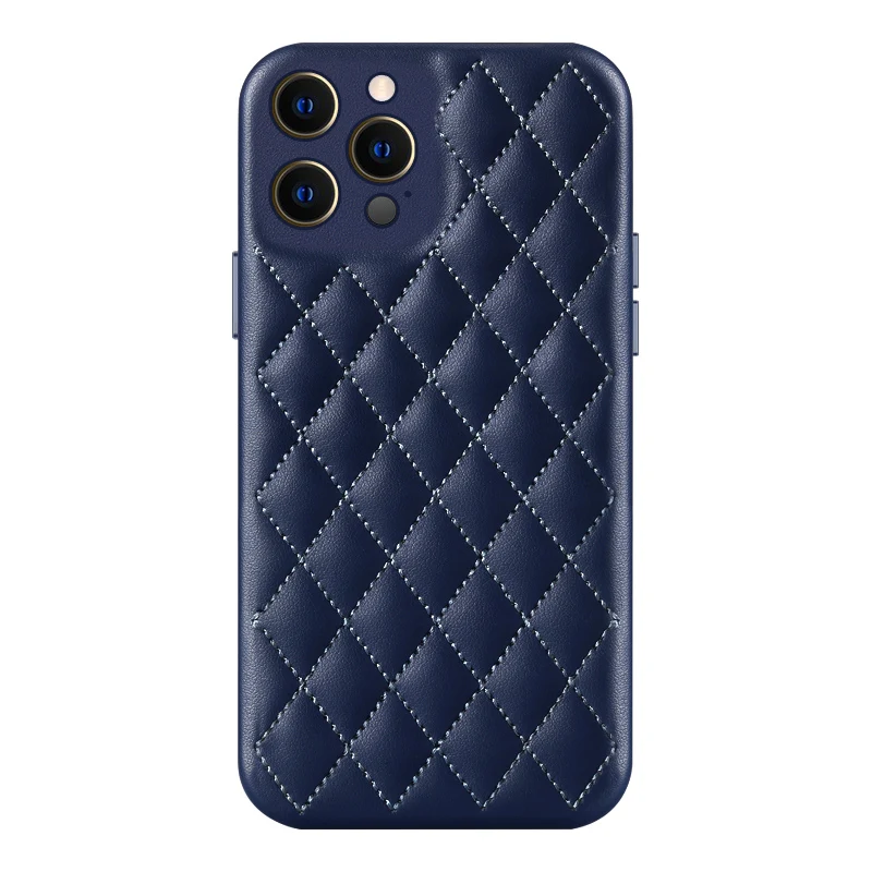 3D Rhombus Phone Cover Fitted Case For iPhone 12 Pro Max 12Pro Max 12 Mini PU Leather Magnetic Wireless Charging Shell luxury