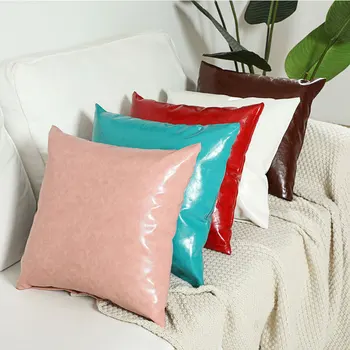 

Artificial Leather Waterproof Cushion Cover European Decorative Pillow Covers Pure Throw Pillow Case Home Decor cojines 45*45