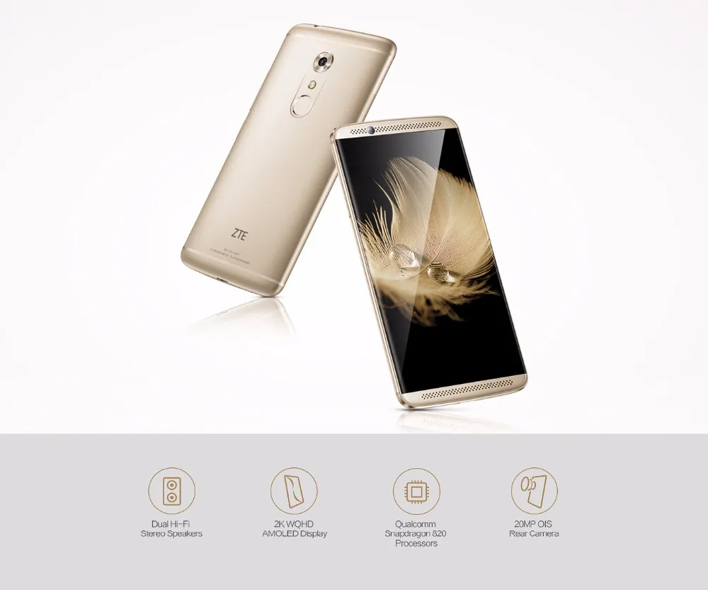 zte Axon 7 Смартфон Android 6,0 5," 2 к 2560X1440 Snapdragon 820 4/6G Оперативная память 64/128G Встроенная память 20.0MP Fringerprint сенсорный экран