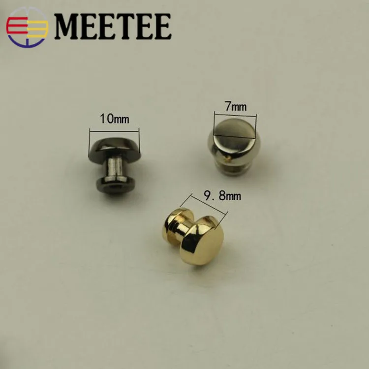 Meetee 20/40 шт 7/10 мм круглым носком и металлическими заклепками винт для сумки