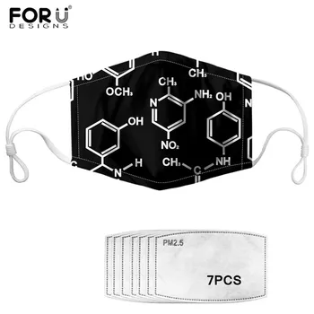 

7Pcs Activated Carbon Filter and PM2.5 Mask Organic Chemistry Structural Formula Printing Dust Haze Anti Face Muffle