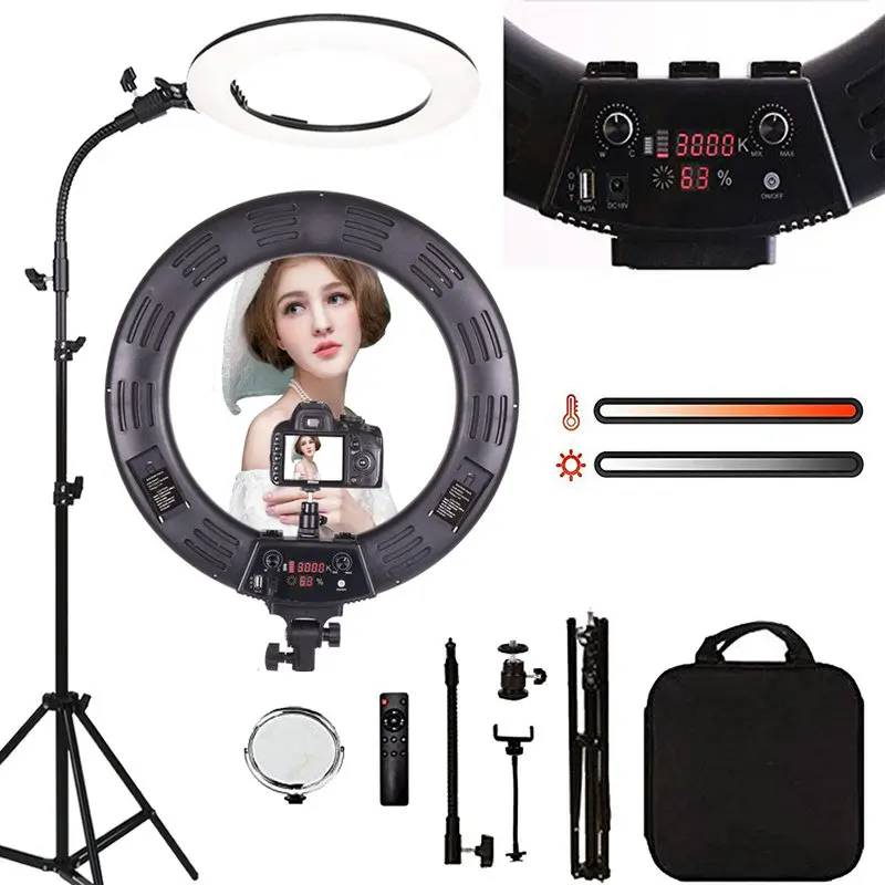 18 In Ring Light LED Video Light Dimmable 3000-6000K Photography Lamp With Tripod Beauty Light Studio Photo Lamp For Makeup