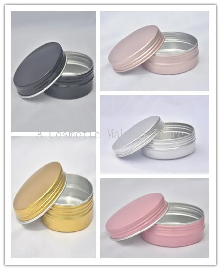

50pcs/lot 60g Aluminum Jars 60ml Gold Pink black Silver Metal Tin 2oz Cosmetic Containers Crafts colorful Aluminum boxs