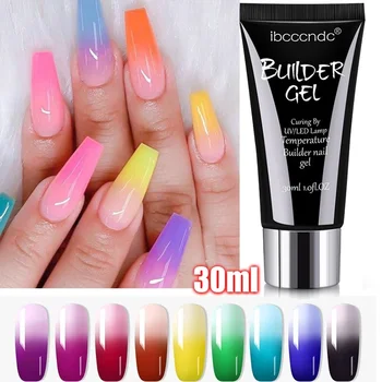 

30ml Thermal Changing Poly Gel 9 Colors Soak Off UV Gel Color-chaging Snowflake Temperature Color Change Gel Nail Art poly Gel