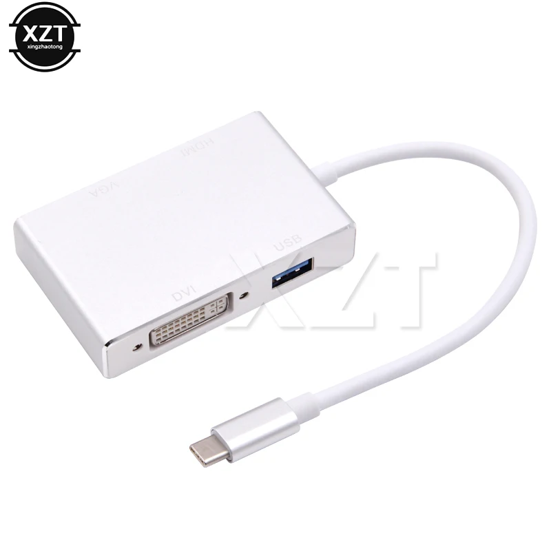 4 в 1 type c адаптер USB C type C к HDMI VGA DVI USB C 3,0 OTG адаптер конвертер сплиттер кабель для ноутбука huawei Macbook