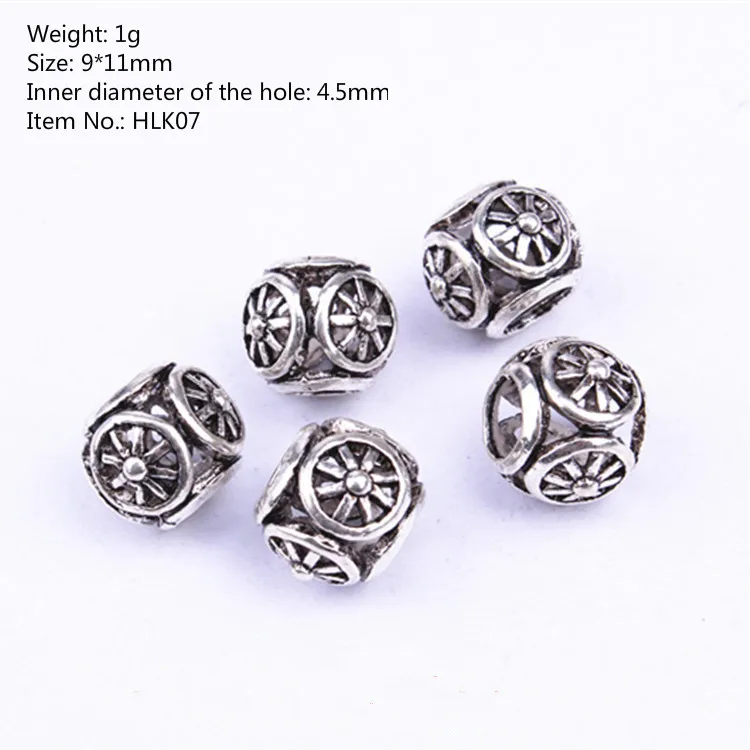 5 шт./компл. ретро сплав Viking полый круглый подвязанные лентой, с объемной волной, бороды, дредлоки, для увеличения объема, бусины кольца трубки для волос аксессуары отверстие Размеры 4,5 мм - Color: HLK07