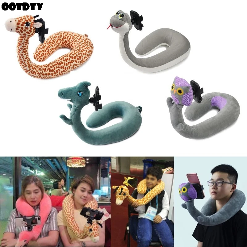 

2 in1 Travel Pillow Mobile Phone Holder for iPhone Memory Foam Neck Travel U Shaped Neck Pillow For A Nap