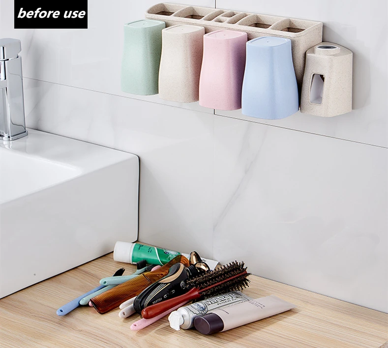 Toothpaste Toothbrush Holder Multi-functional Storage Save Space Convenient Bathroom Accessories Automatic Toothpaste Dispenser