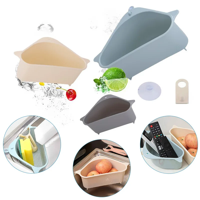 

Multi Kitchen Sink Drain Soap Spong Rack Vegetable Fruit Drainer Basket Suction Cup Purpose Washing Bowl Storage Rack Hanger