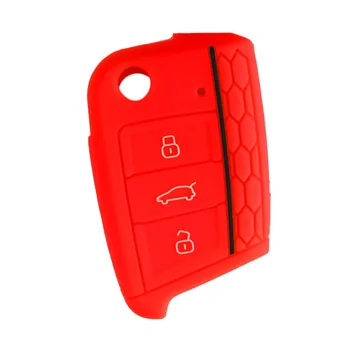 

New Silicone Key Cover Case With Red Stripe For Volkswagen Golf 7 MK7 Keyring HOT