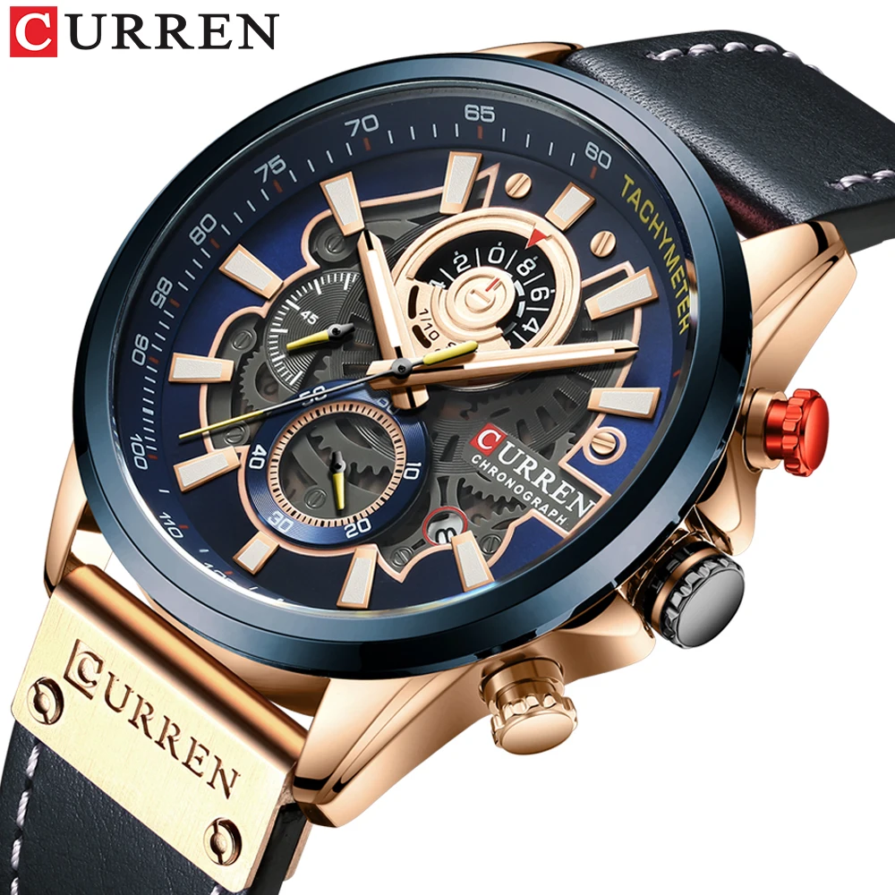 

CURREN Mens Watches Fashion Leather Sport Quartz Watch Men Top Brand Luxury Waterproof Military Chronograph Relogio Masculino