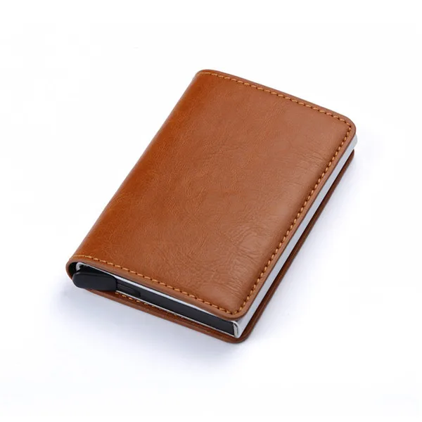 Brown X-12A Умный кошелек унисекс с металлической прослойкой, кошелек с алюминиевой застежкой, для хранения визиток, кредитных - Цвет: Brown X-12A