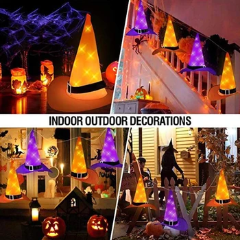 

8 modeHalloween decoration outdoor hanging glowing witch hat decoration Halloween string lights
