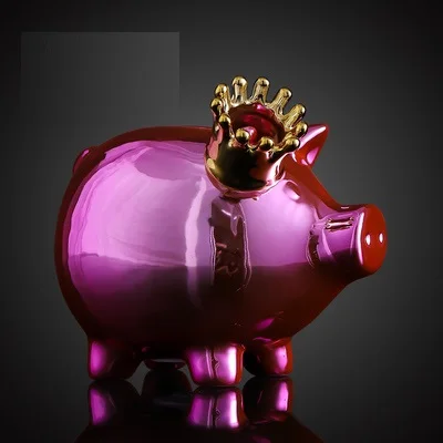 Pink В скандинавском стиле художественная абстрактная обшивка Корона Свинья Копилка статуя животные Статуэтка свинья керамические изделия украшение дома R3594 - Color: Pink