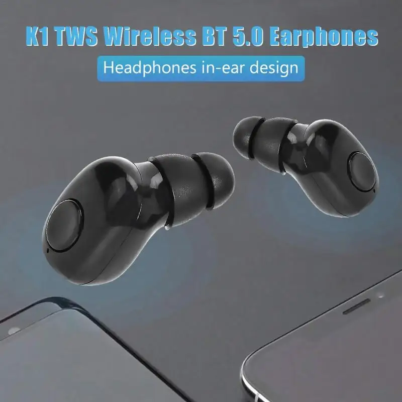 K1 TWS Мини bluetooth гарнитура беспроводная Bluetooth 5,0 Наушники Hi-Fi стерео наушники спортивная Гарнитура Bluetooth гарнитура для бега