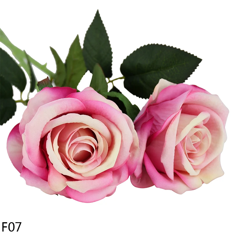 Высокое качество, европейские искусственные цветы, розы, цветочный букет, имитация фланели, искусственные цветы, домашний декор, украшение для свадебной вечеринки - Цвет: F07 mix pink