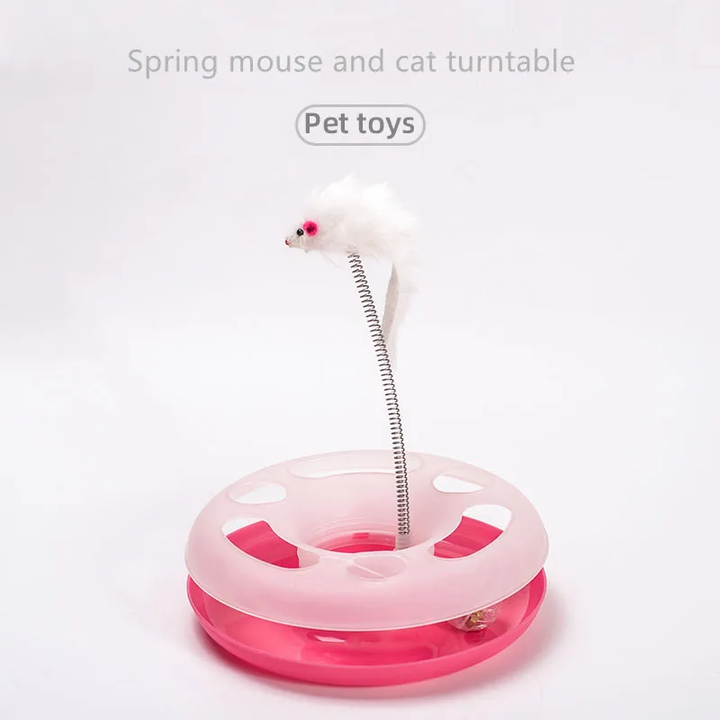 

Elastic Feather Cat Toy Plastic Turntable Rolling Bell Spring Kitten Funny Toy for Cat Interactive Cat Training Supplies