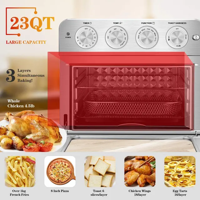 Air Fryer Toaster Oven,24QT Convection Airfryer Countertop Oven,   Fry Oil-Free, Cooking Accessories Included - Image 6