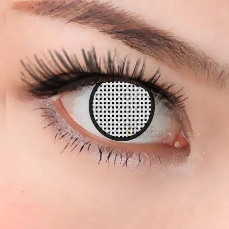 

Halloween Contact Lenses Yearly Disposable Soft Color Cosplay Anime Eyes White Black Mesh Screen Manson CL298