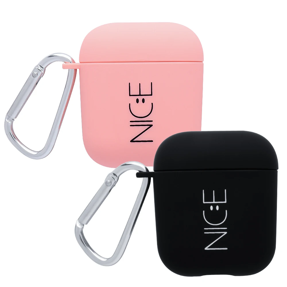 Pink smile black case For Airpods 1 2 PC Hard Cover For Air Pods Frosted protective shell Luxury Couple Style Earphone Box Capa