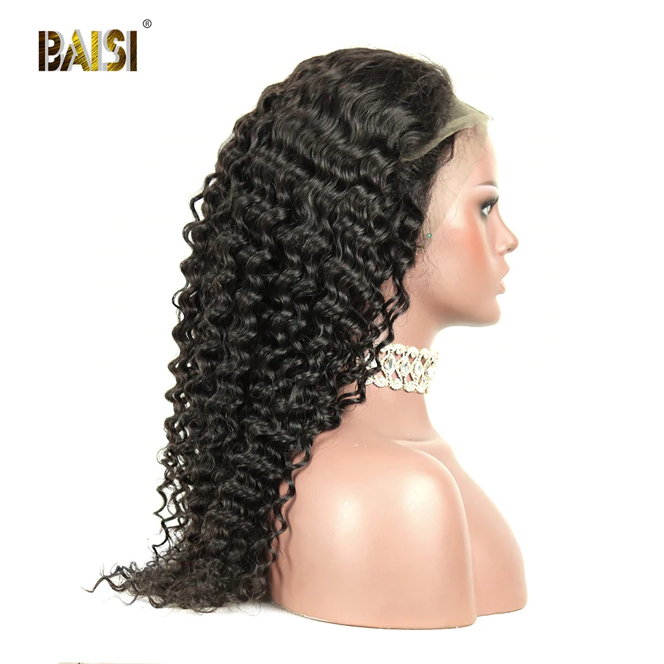 BAISI Hair 360 человеческие волосы на кружеве, парики бразильские, глубокая волна, парик с предварительно выщипанными волосами, человеческие волосы, парик для черных женщин