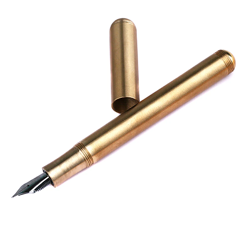 

Metal Brass Fountain Pen Bent Nib Fine Nib Threaded Surface with Pen Box QJY99