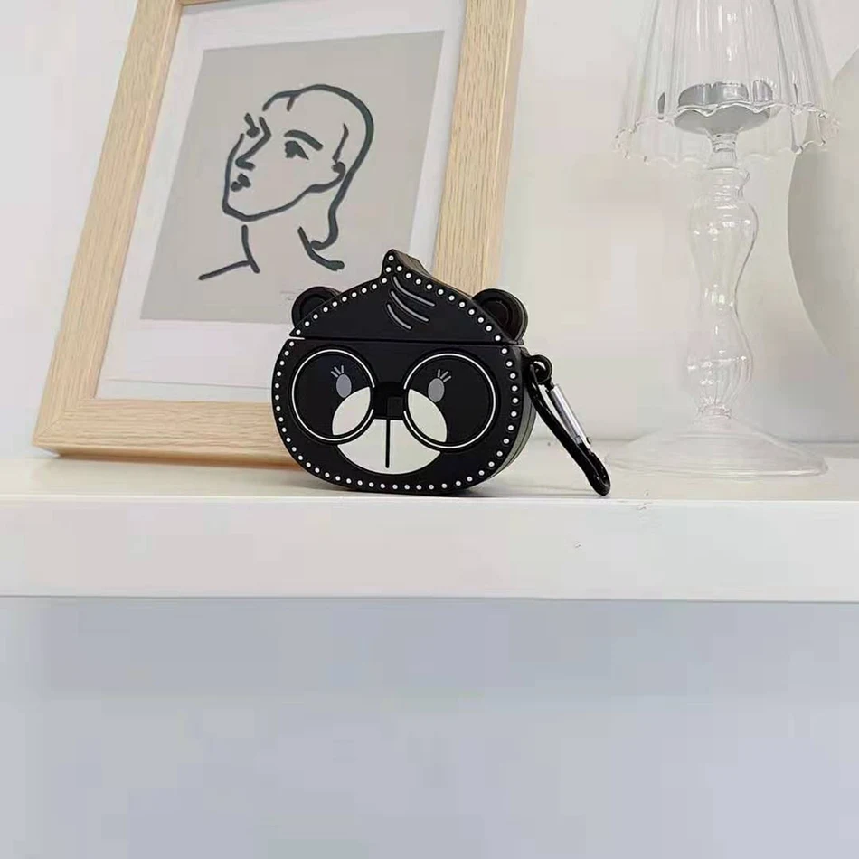 Для AirPods чехол 3D японский корейский Пара моделей глаза медведь чехол для Airpods 2/i10/i11 TWS Защитная крышка с крючок карабина