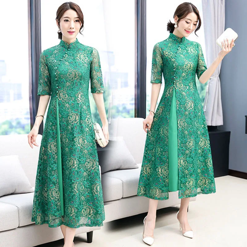Вьетнамское платье для женщин, винтажное, восточное, китайское, Qipao, Cheongsams, обтягивающее, облегающее, кружевное, с вышивкой, свадебное, Aodai, одежда