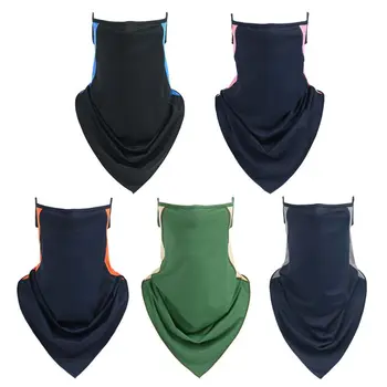

Unisex Hanging Ear Scarf Triangle Bandana Neck Gailter Color Block Ice Silk Mask 5 Solid Colors r7rf1894