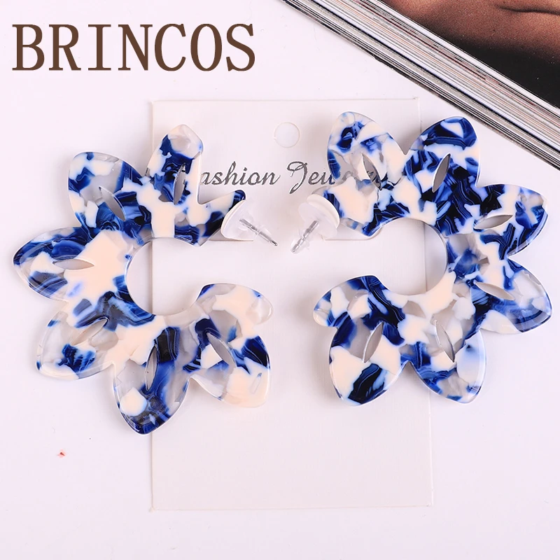 22 Версия handmadeCC сережки blueearringsblueearrings акриловые серьги женские орнаменты богемные золотые осыпающиеся ретро звезды корейские - Окраска металла: 22