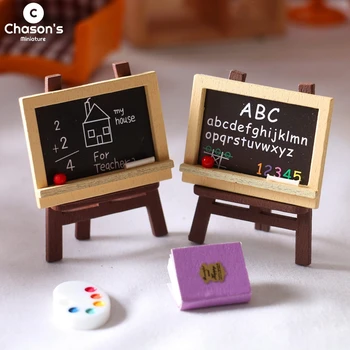 Mini Lavagna in Legno per Decorazione Tavolo Scolastico, Modellini di Arredamento per Scuola in Scala 1/6 1/12, Regali