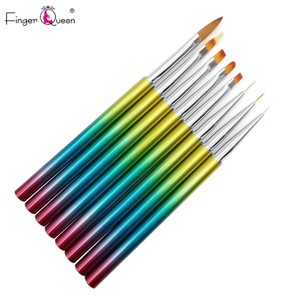 

8 Types Metal Club Nail Art Design Tool Gel Nail Brushes + Bgirl Manicure Painting Draw Pen Brush Gel Uv Nail Decoration B048