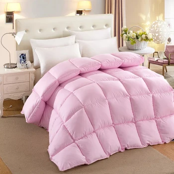 

100% Goose Down Quilt solid color sanding comforter thick winter bedding warm feather velvet core quality quilt autumn blanket